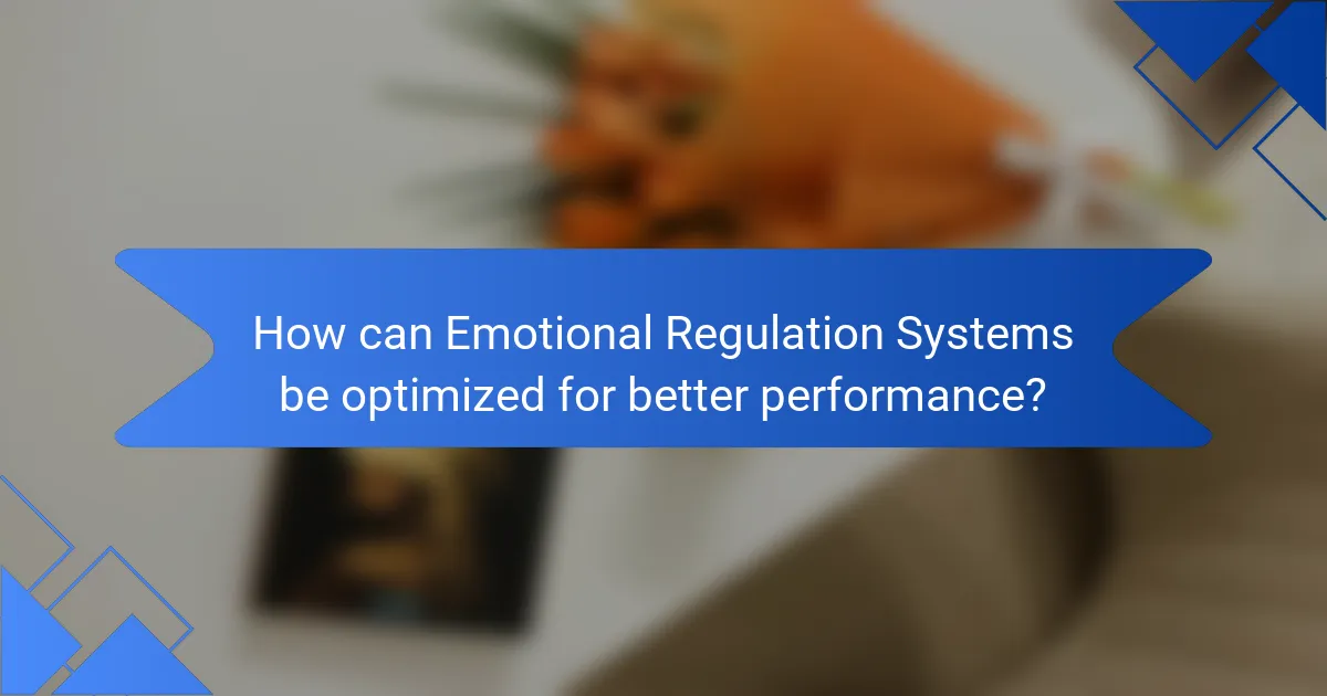 How can Emotional Regulation Systems be optimized for better performance?