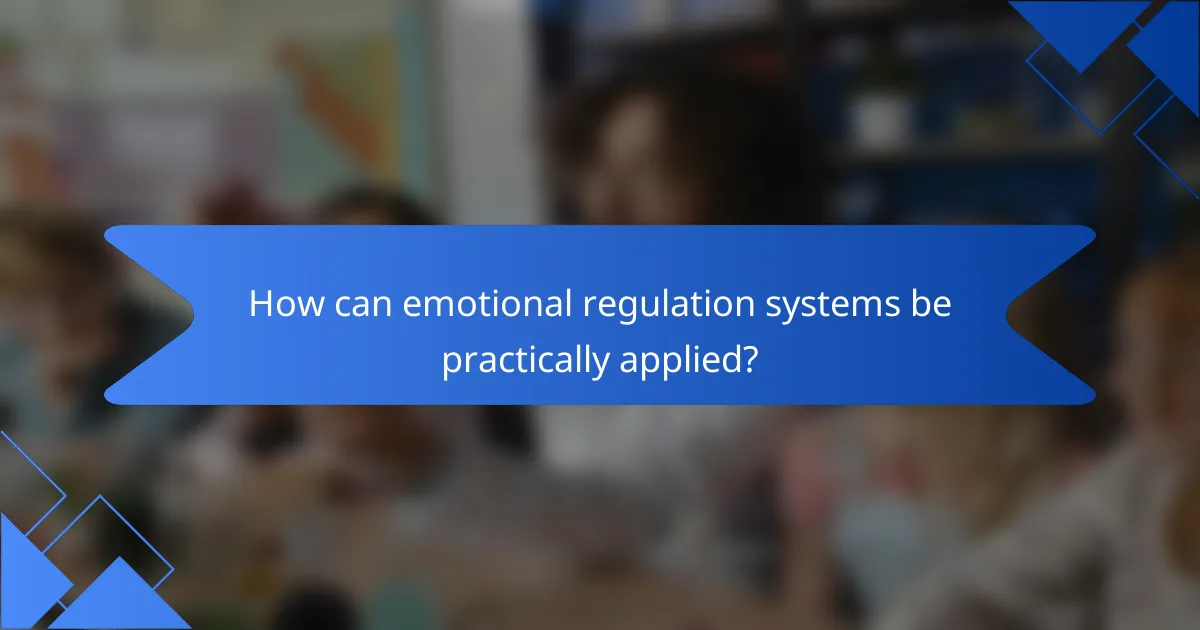 How can emotional regulation systems be practically applied?