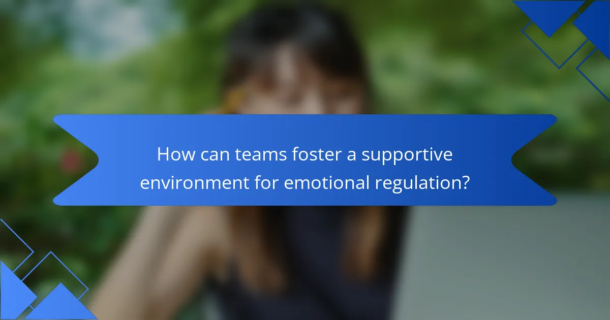 How can teams foster a supportive environment for emotional regulation?