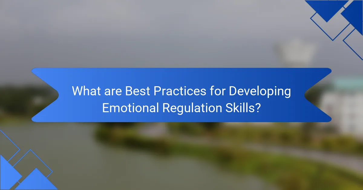 What are Best Practices for Developing Emotional Regulation Skills?