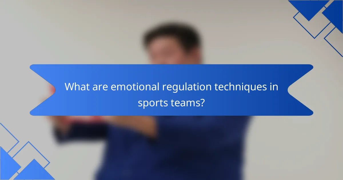 What are emotional regulation techniques in sports teams?