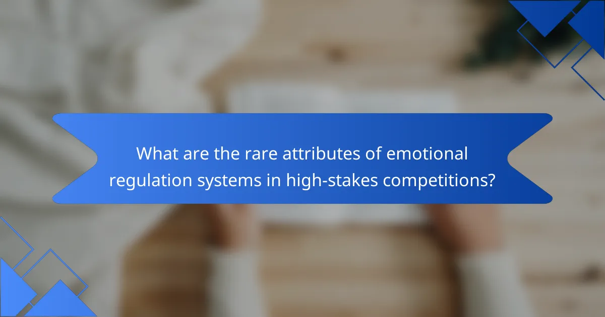 What are the rare attributes of emotional regulation systems in high-stakes competitions?