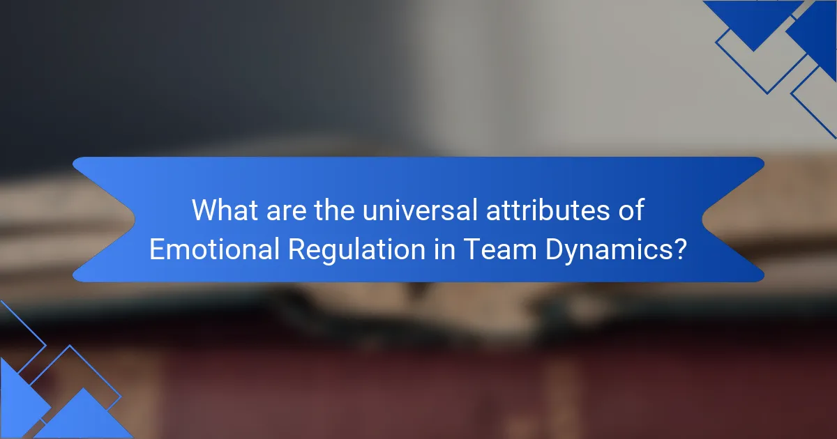 What are the universal attributes of Emotional Regulation in Team Dynamics?