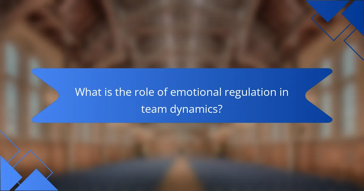 What is the role of emotional regulation in team dynamics?